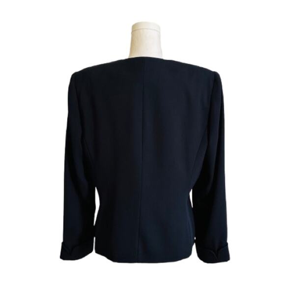 Le Suit Blazer Navy Blue Gold Buttons Cuffed Sleeve Career Jacket Size 12 - Picture 5 of 12